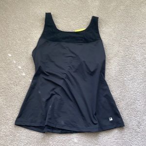 NWT Fila black workout tank top with crossed back and lace detail